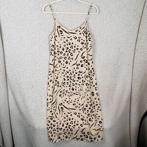 NINE WEST Slip Dress Womens M Leopard Print Y2K Coquette Softcore 34x40